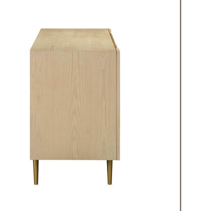 Echo Washed Natural Ash Sideboard by TOV Furniture in natural. Made from iron, mdf, veneer in a transitional style.