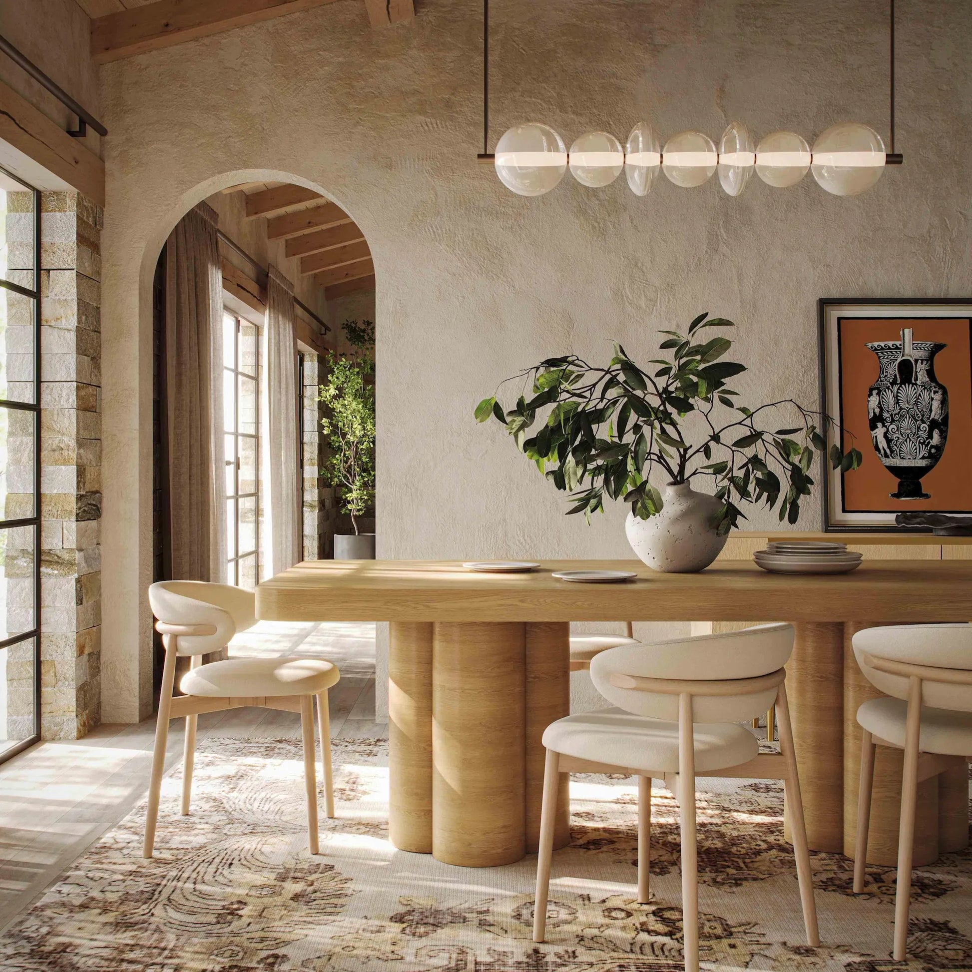 Bambi Ash Dining Table by TOV Furniture. Made from unique in a transitional style.