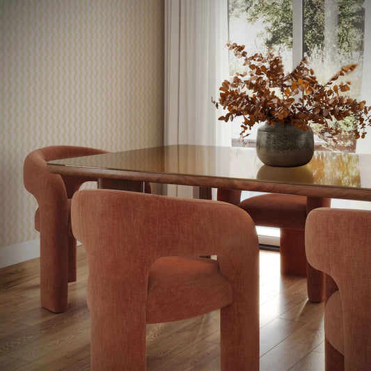 Malone Performance Chenille Dining Chair by TOV Furniture. Made from fabric, metal, plywood in a unique style.