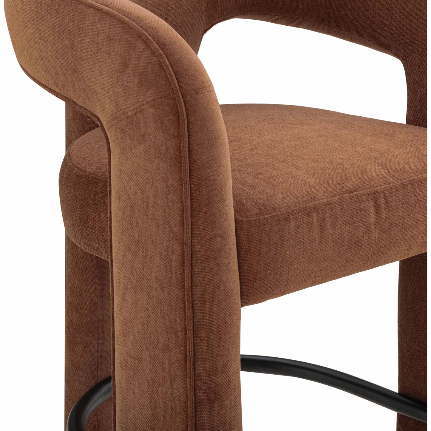 011 SI-2454329 | Closeup | Malone Performance Chenille Counter Stool by TOV Furniture. Made from fabric, metal, plywood in a unique style.