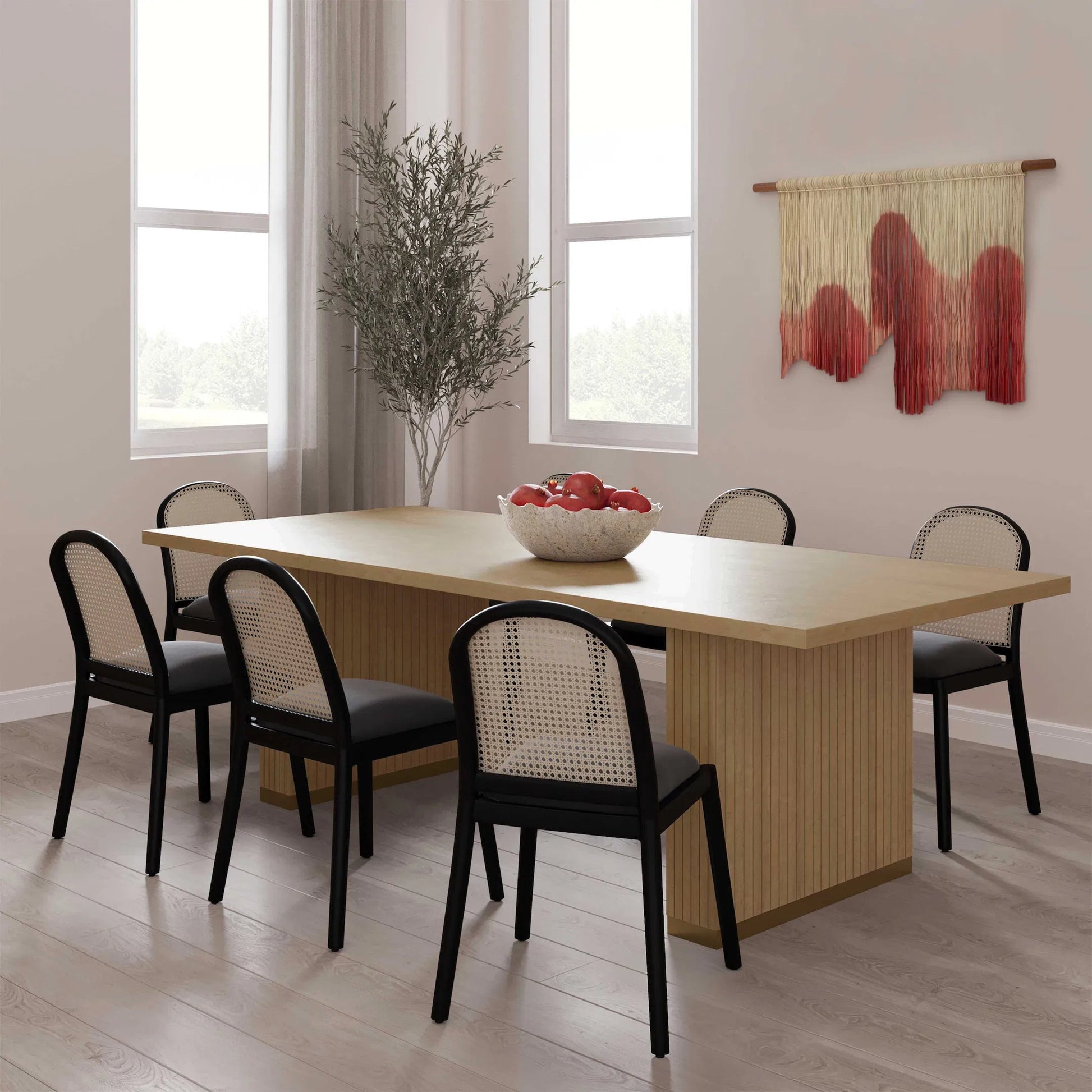 Chelsea Oak Wood 79" Rectangular Dining Table by TOV Furniture in natural. Made from iron, mdf, wood in a unique style.