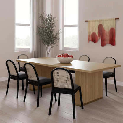Chelsea Oak Wood 79" Rectangular Dining Table by TOV Furniture in natural. Made from iron, mdf, wood in a unique style.