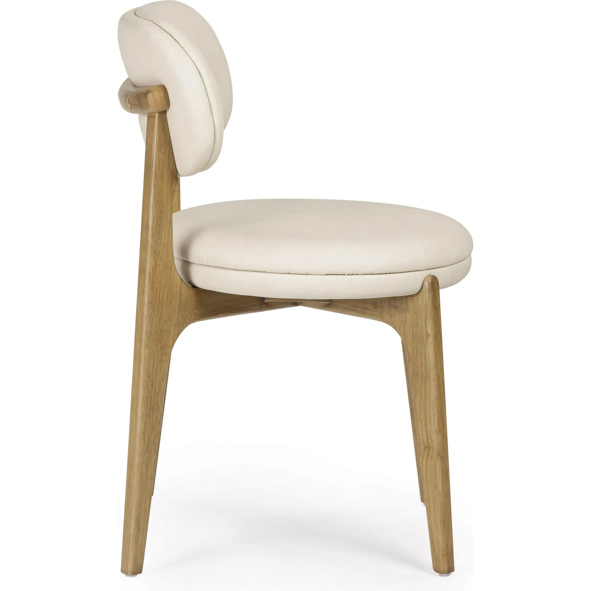 Carnation Performance Vegan Leather Dining Chair by TOV Furniture in cream. Made from plywood, rubberwood, vegan leather in a unique style.