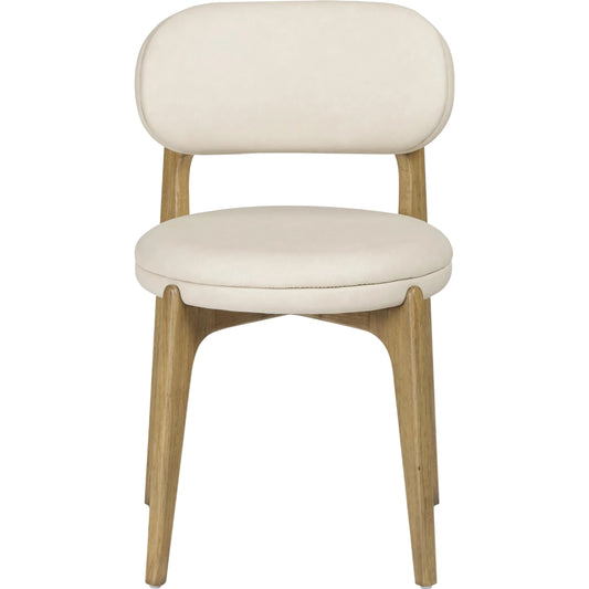 Carnation Performance Vegan Leather Dining Chair by TOV Furniture in cream. Made from plywood, rubberwood, vegan leather in a unique style.