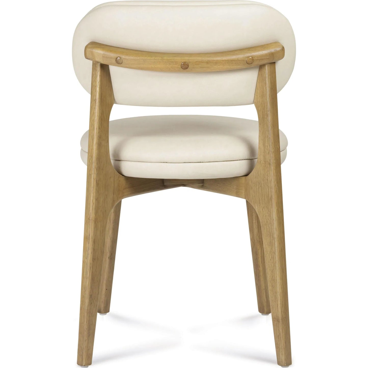 001 SI-2454297 | Additional Silo | Carnation Performance Vegan Leather Dining Chair by TOV Furniture in cream. Made from plywood, rubberwood, vegan leather in a unique style.