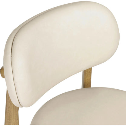 Carnation Performance Vegan Leather Dining Chair by TOV Furniture in cream. Made from plywood, rubberwood, vegan leather in a unique style.