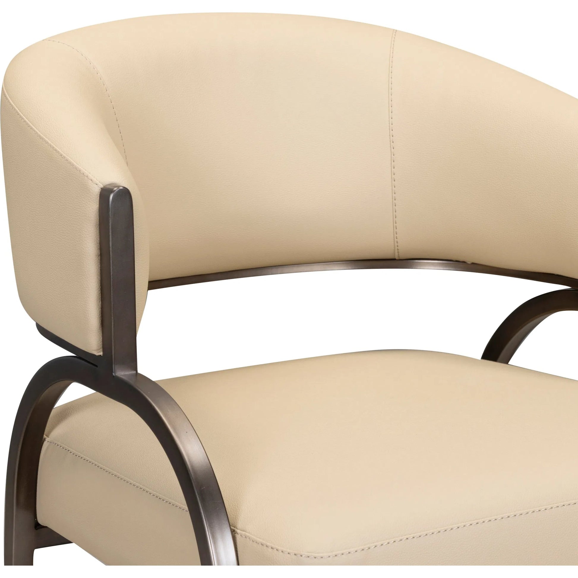 Tatum Performance Dining Chair by TOV Furniture in taupe. Made from plywood, stainless steel, vegan leather in a unique style.