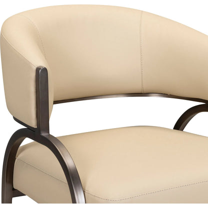 Tatum Performance Dining Chair by TOV Furniture in taupe. Made from plywood, stainless steel, vegan leather in a unique style.