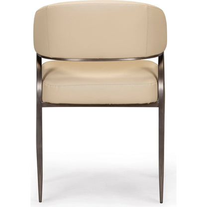 Tatum Performance Dining Chair by TOV Furniture in taupe. Made from plywood, stainless steel, vegan leather in a unique style.