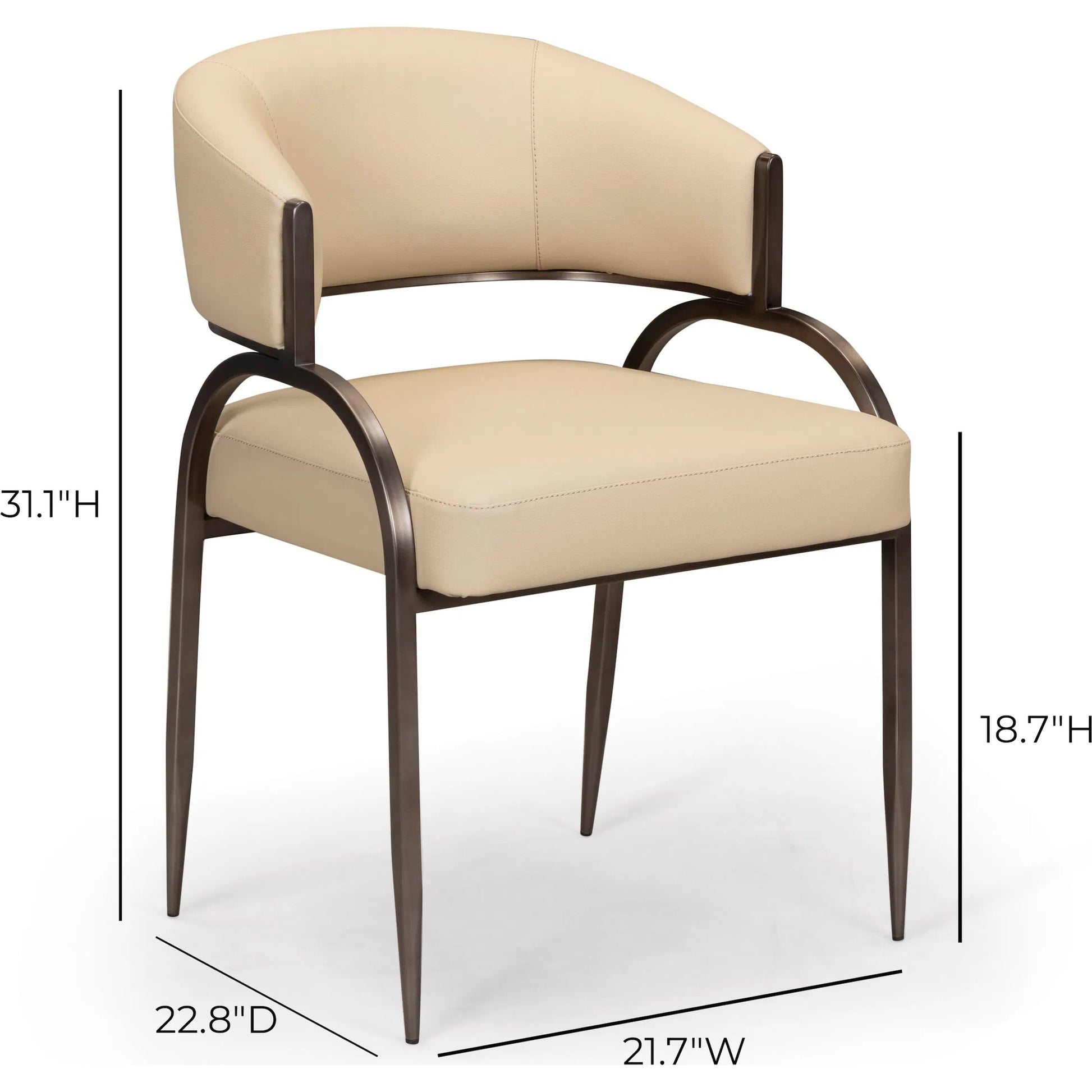 Tatum Performance Dining Chair by TOV Furniture in taupe. Made from plywood, stainless steel, vegan leather in a unique style.
