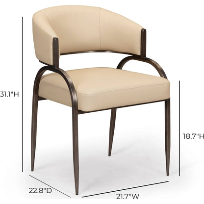 Tatum Performance Dining Chair by TOV Furniture in taupe. Made from plywood, stainless steel, vegan leather in a unique style.