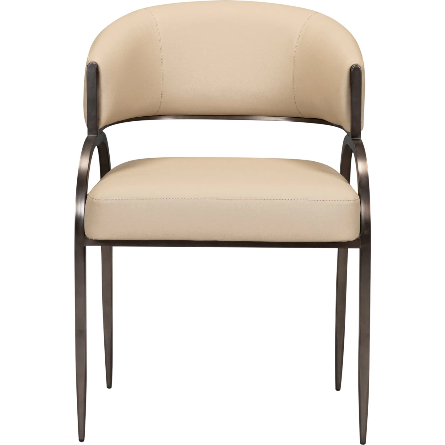 001 SI-2535640 | Primary Silo | Tatum Performance Dining Chair by TOV Furniture in taupe. Made from plywood, stainless steel, vegan leather in a unique style.