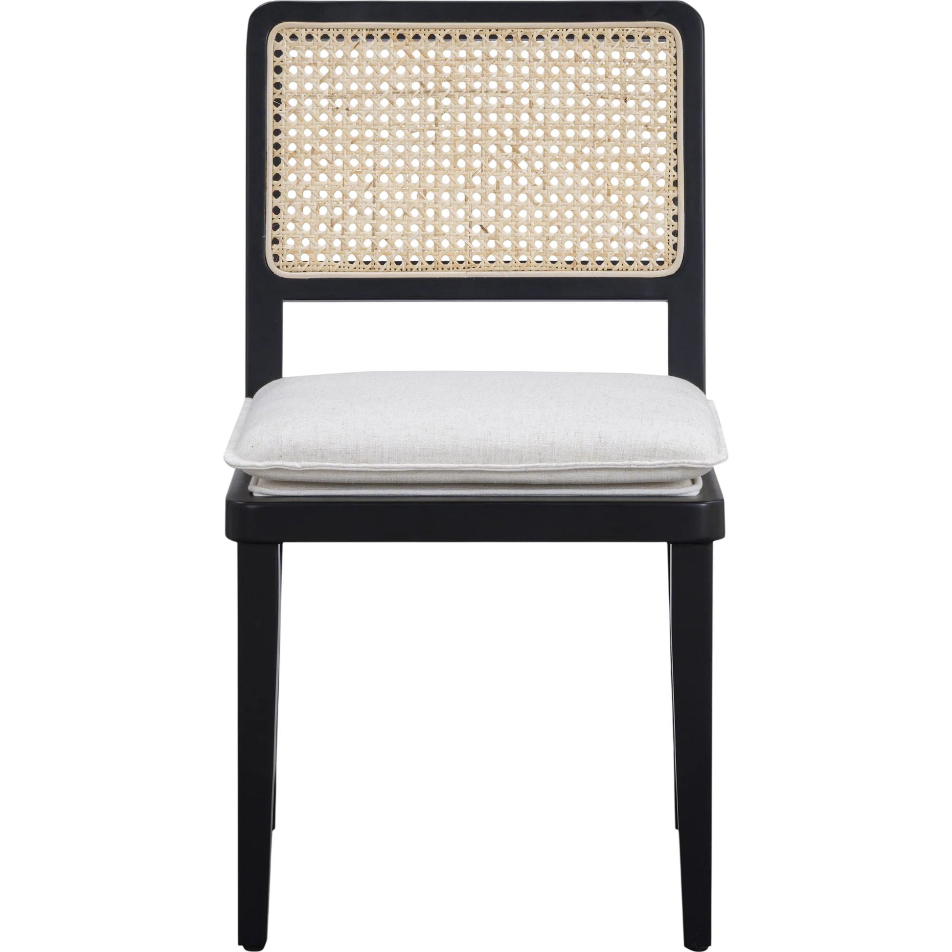 Tassina Upcycled Performance Linen Dining Chair by TOV Furniture in cream. Made from plywood, rattan, recycled fabric, rubberwood in a unique style.