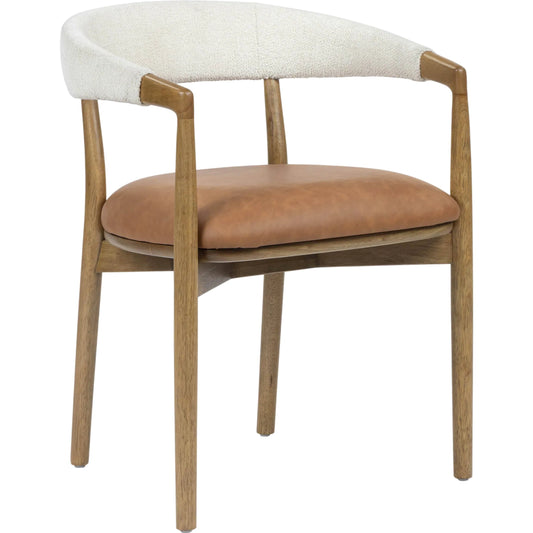 Vina Dining Chair by TOV Furniture in cognac, cream. Made from fabric, rubber wood in a unique style.