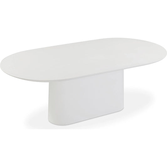 Nara Pure Indoor/Outdoor Dining Table by TOV Furniture in white. Made from concrete in a transitional style.