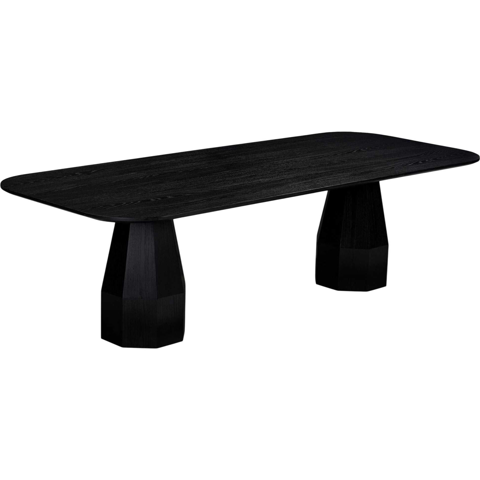 Brocha Ash Wood Rectangular Dining Table by TOV Furniture in black. Made from mdf, rubberwood, veneer in a unique style.