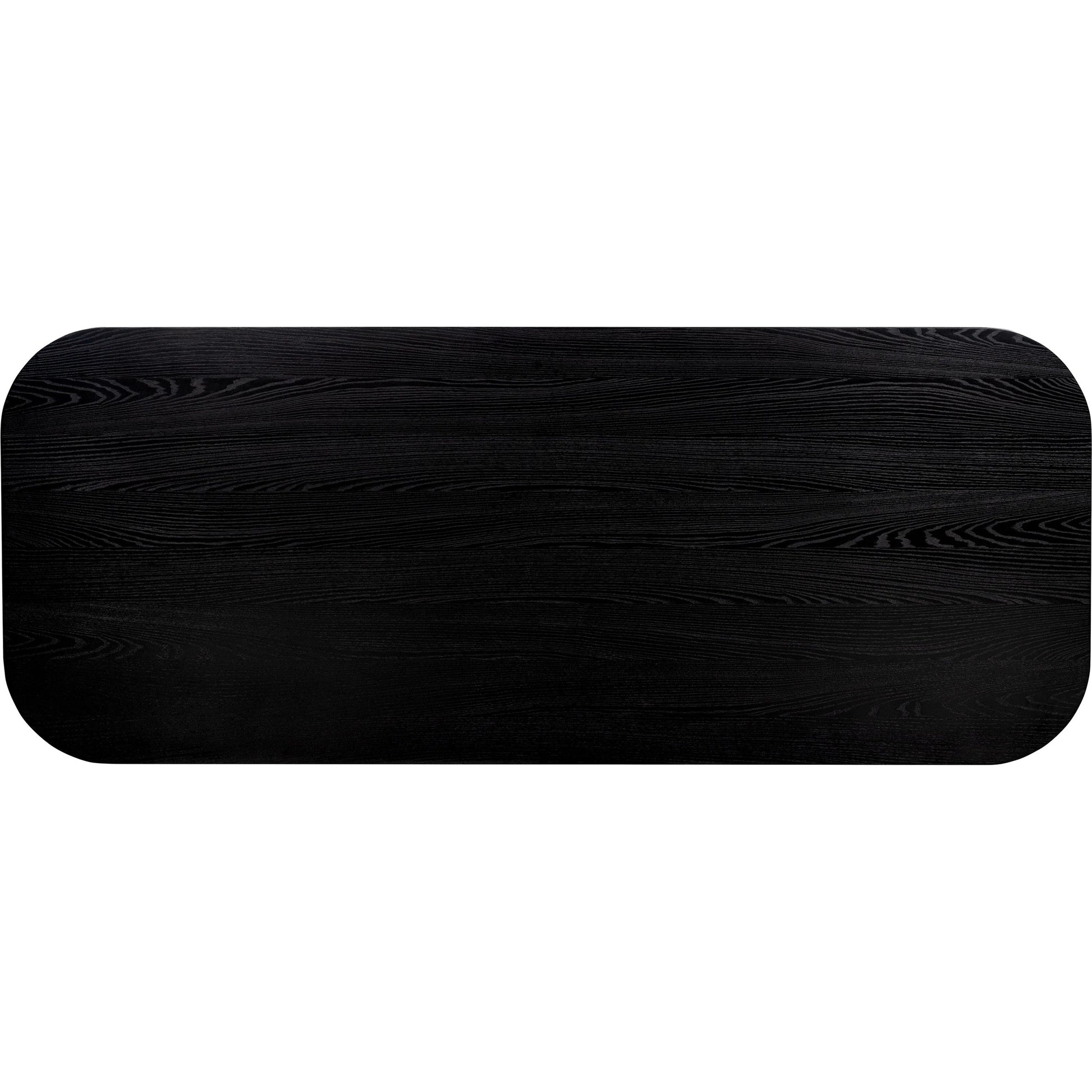 Brocha Ash Wood Rectangular Dining Table by TOV Furniture in black. Made from mdf, rubberwood, veneer in a unique style.
