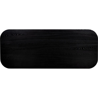 Brocha Ash Wood Rectangular Dining Table by TOV Furniture in black. Made from mdf, rubberwood, veneer in a unique style.