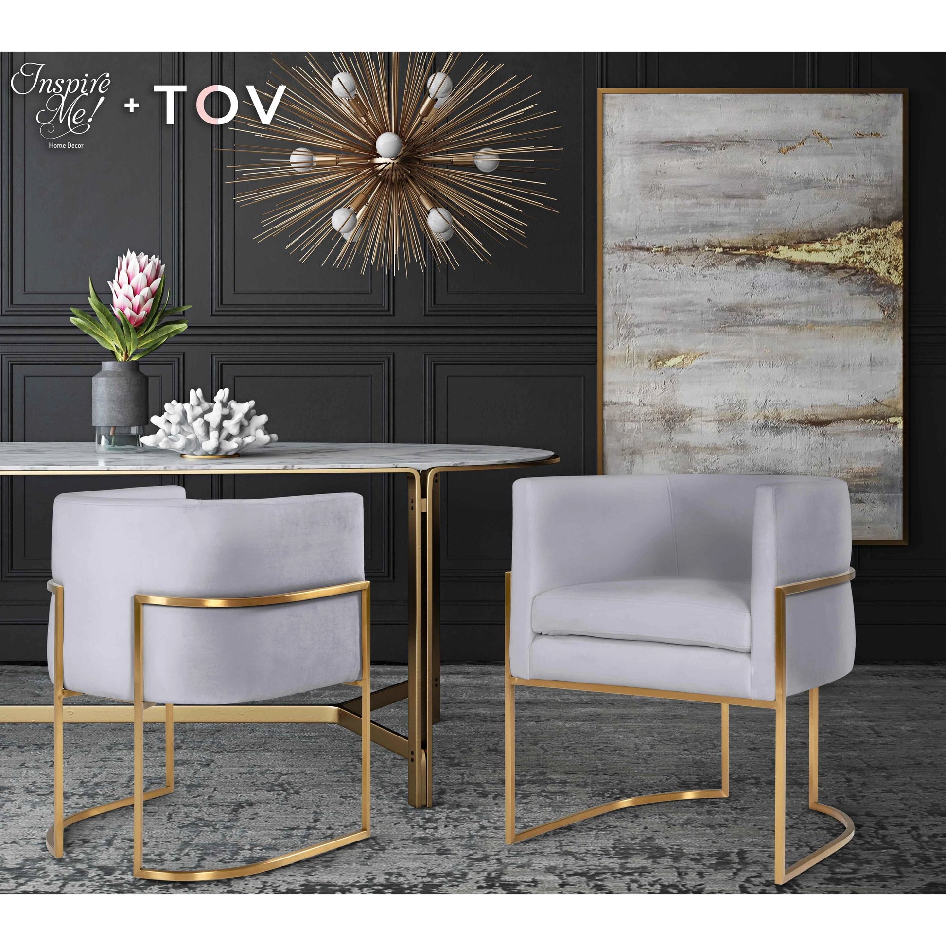 Giselle Dining Chair by TOV Furniture. Made from velvet in a modern style.