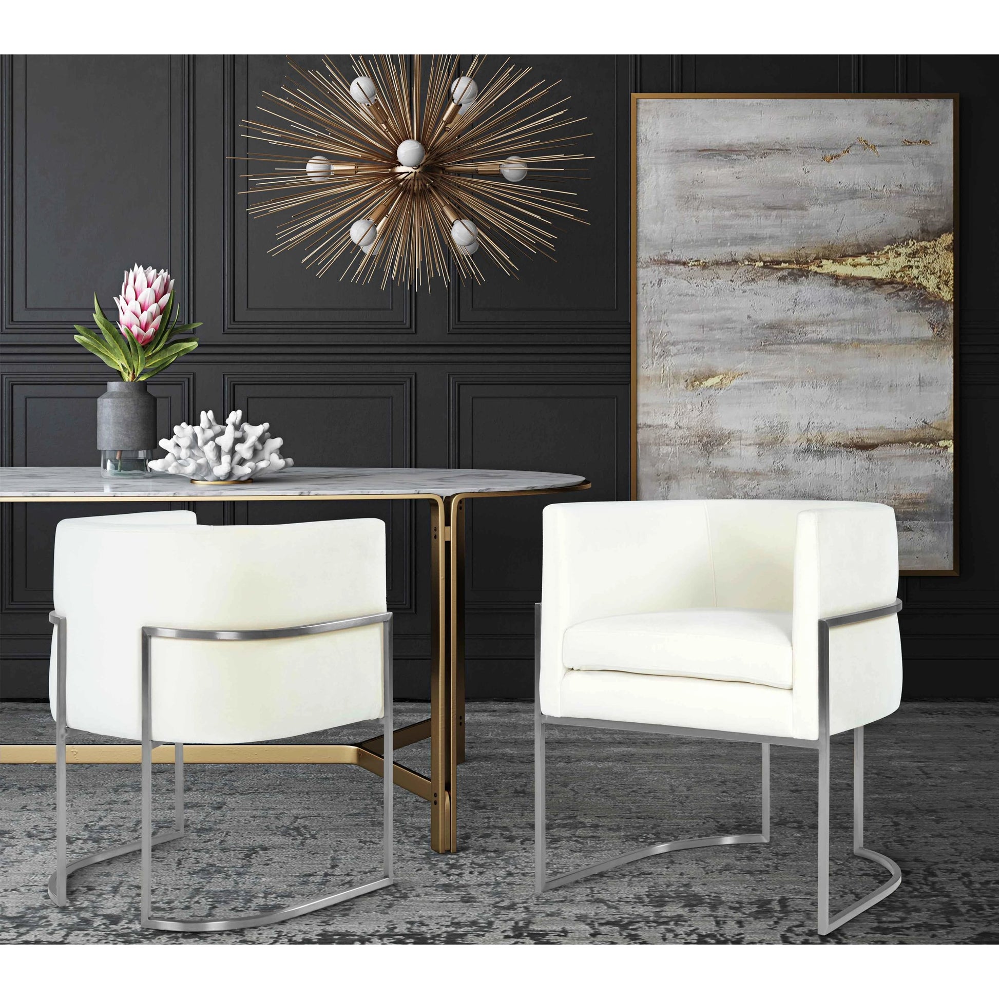 Giselle Dining Chair by TOV Furniture. Made from velvet in a modern style.