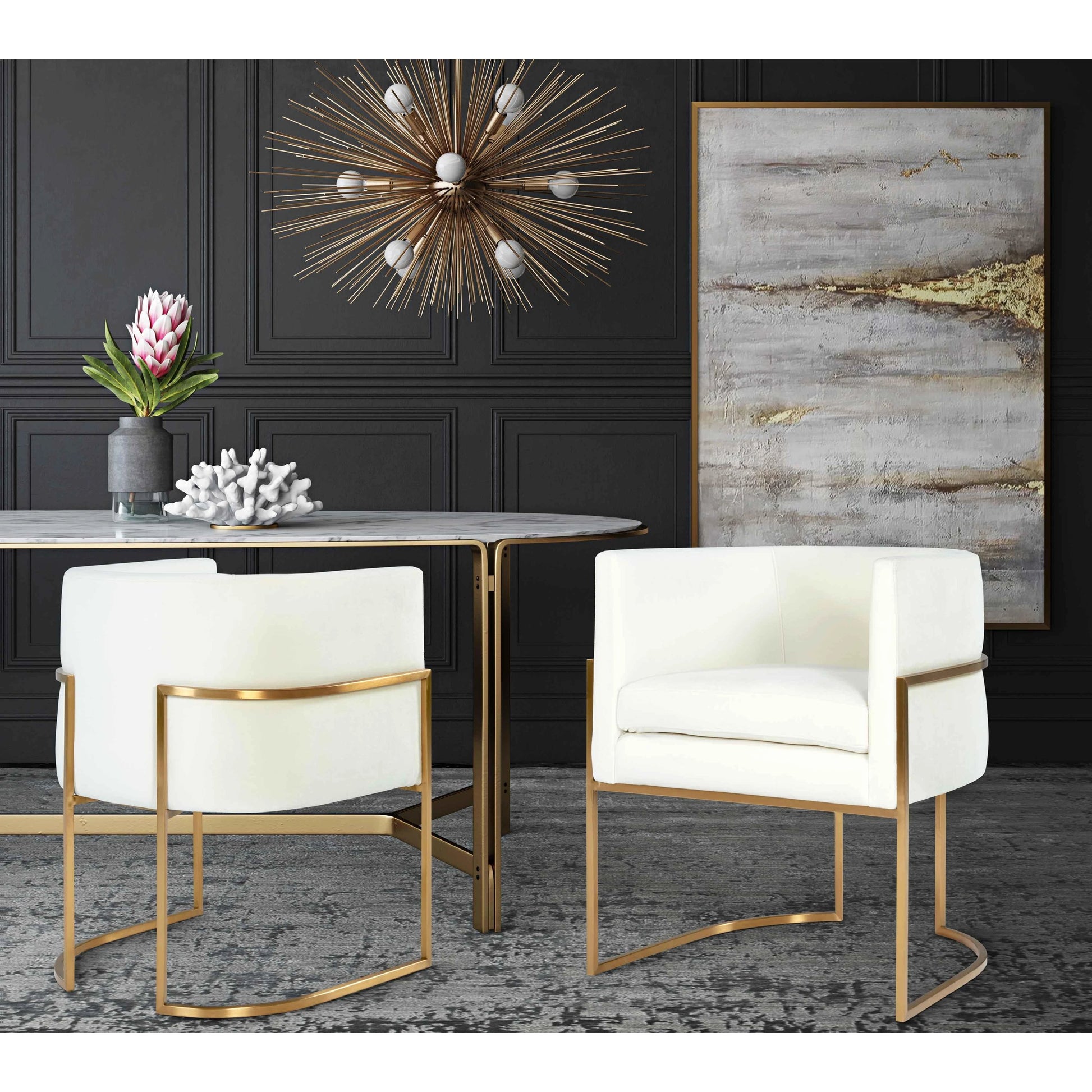 Giselle Dining Chair by TOV Furniture. Made from velvet in a modern style.
