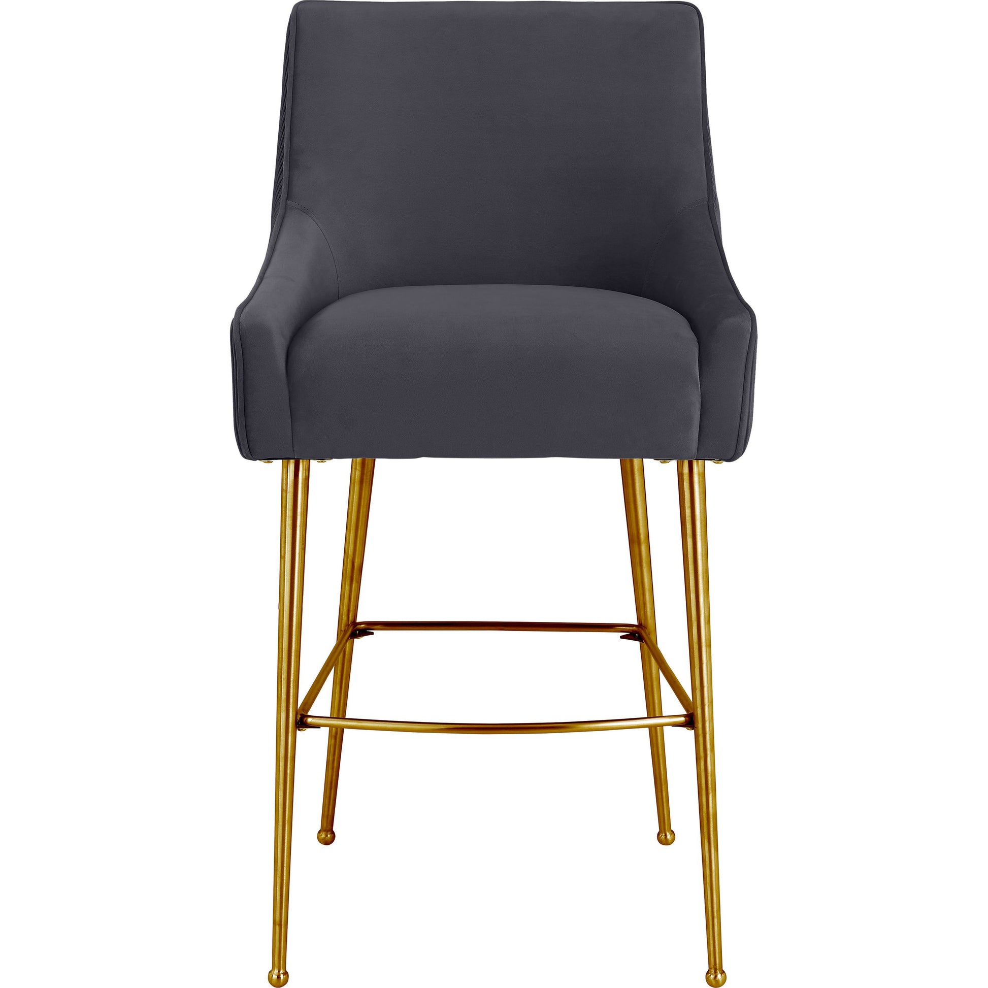 Beatrix Pleated Dark Velvet Counter Stool by TOV Furniture in grey. Made from velvet, pine, stainless steel in a transitional style.