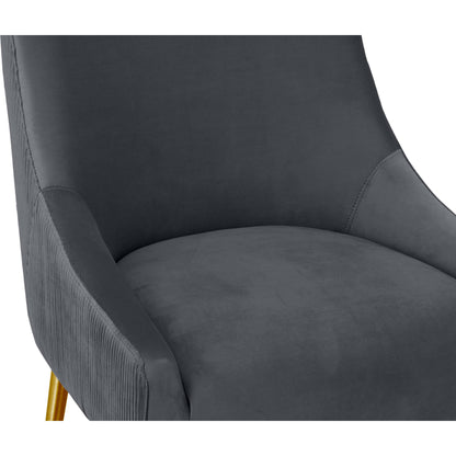 Beatrix Pleated Dark Velvet Bar Stool by TOV Furniture in grey. Made from velvet, pine, stainless steel in a transitional style.