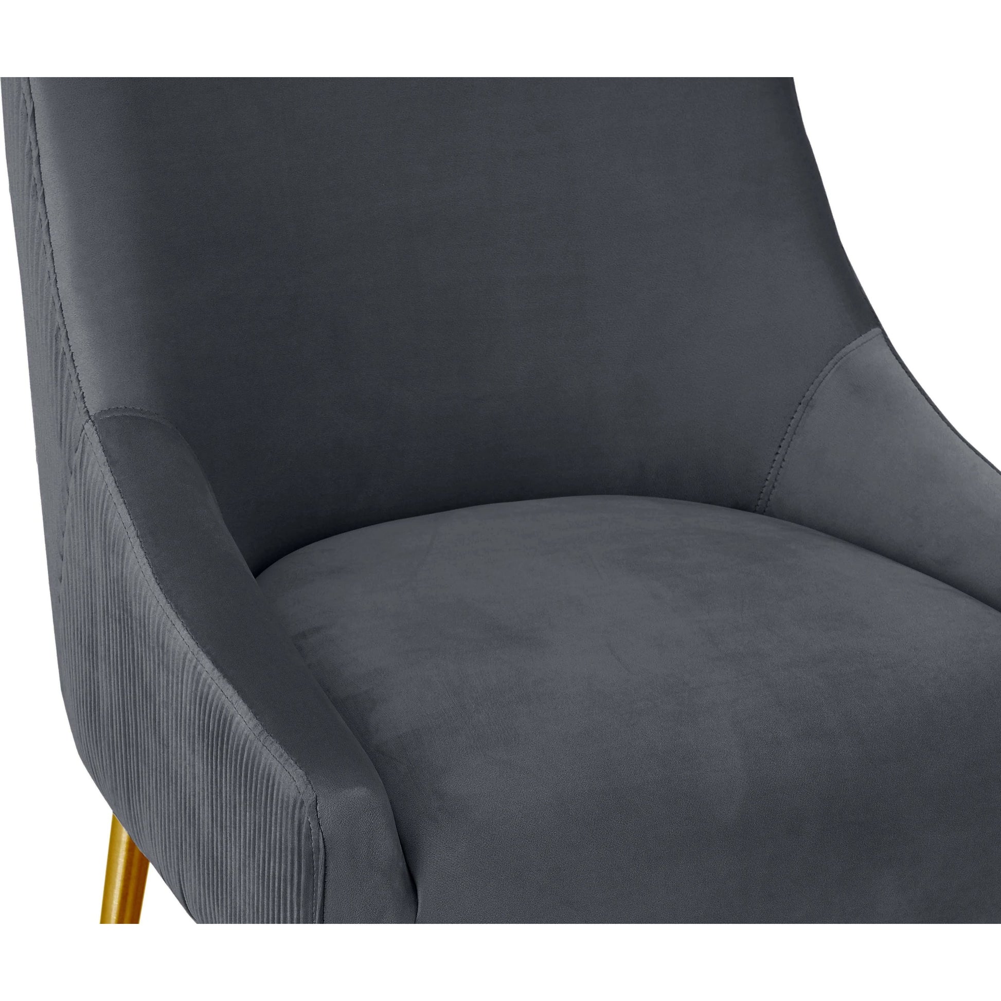 Beatrix Pleated Dark Velvet Counter Stool by TOV Furniture in grey. Made from velvet, pine, stainless steel in a transitional style.