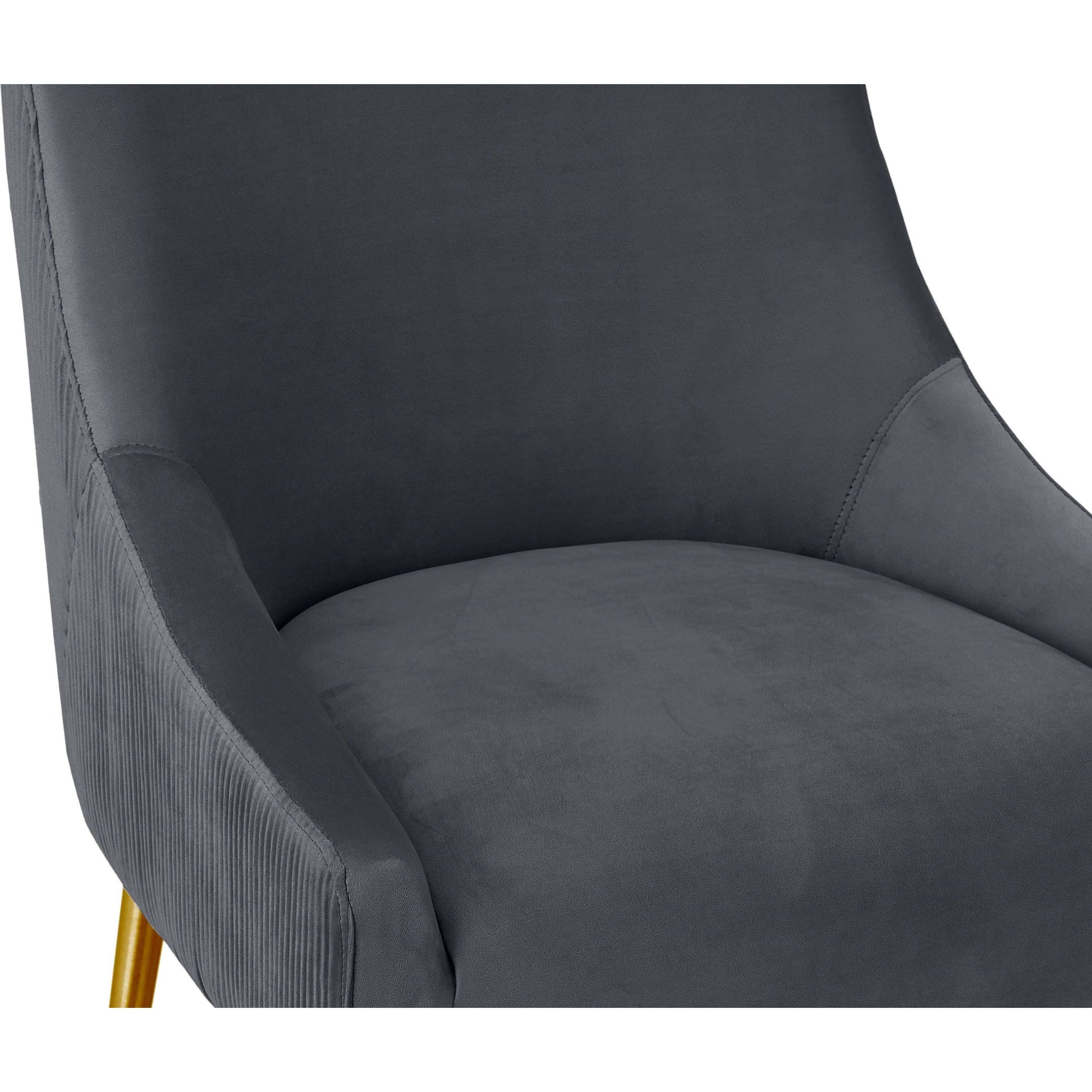 Beatrix Pleated Dark Velvet Counter Stool by TOV Furniture in grey. Made from velvet, pine, stainless steel in a transitional style.