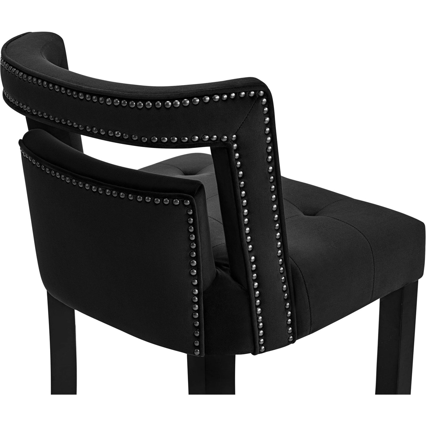 015 SI-1787159 | Closeup | Hart Velvet Bar Stool by TOV Furniture. Made from velvet, birch in a transitional style.