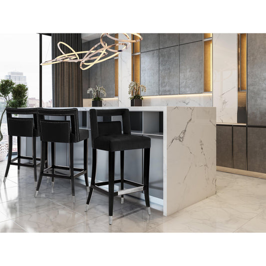 Hart Velvet Bar Stool by TOV Furniture. Made from velvet, birch in a transitional style.