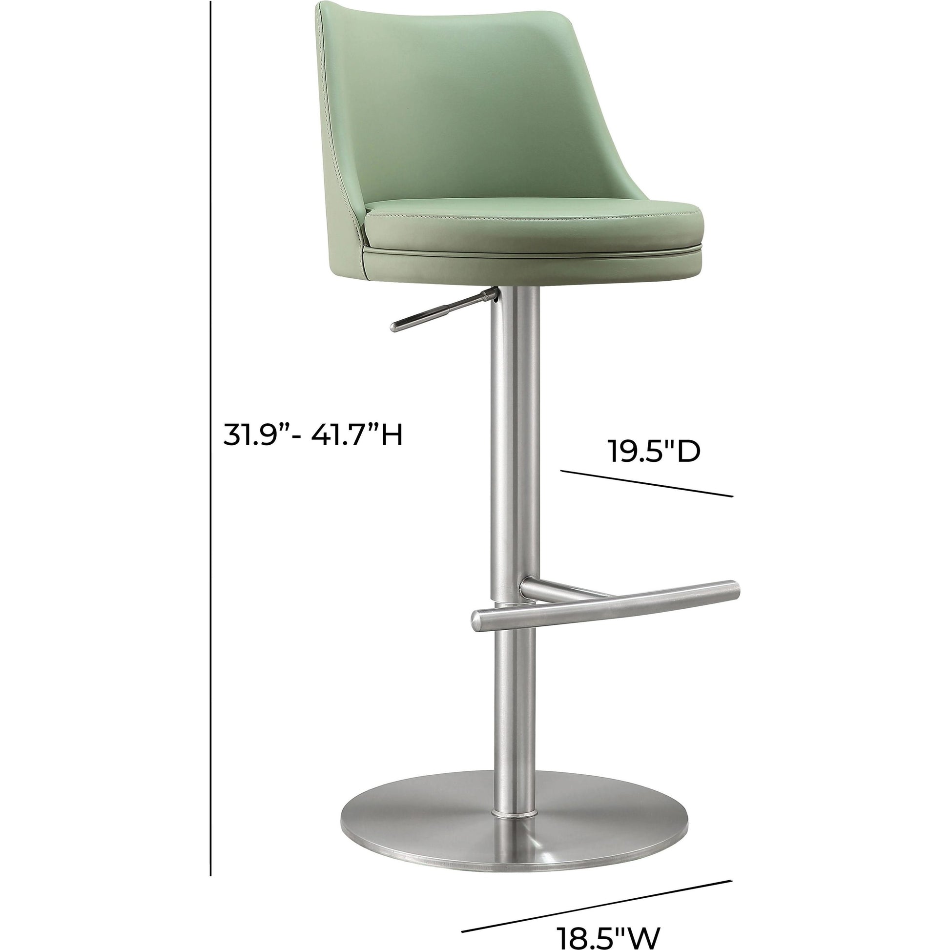 Reagan Adjustable Stool by TOV Furniture. Made from mdf, stainless steel, vegan leather in a modern style.