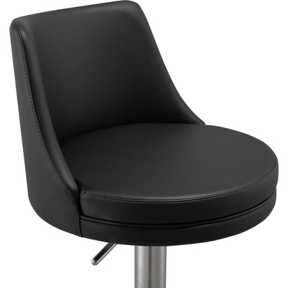 Reagan Adjustable Stool by TOV Furniture. Made from mdf, stainless steel, vegan leather in a modern style.