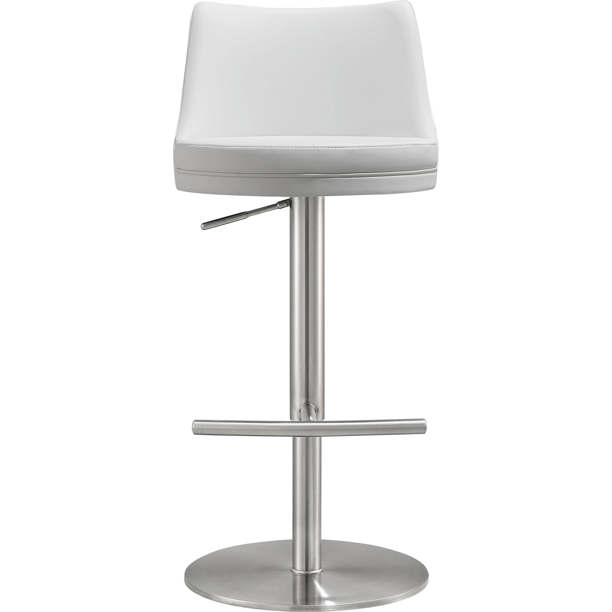 Reagan Adjustable Stool by TOV Furniture. Made from mdf, stainless steel, vegan leather in a modern style.
