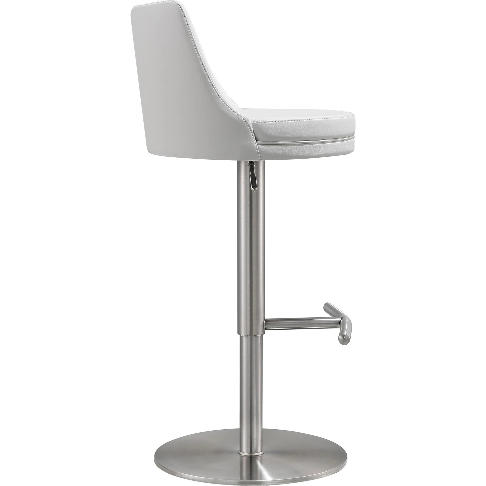 Reagan Adjustable Stool by TOV Furniture. Made from mdf, stainless steel, vegan leather in a modern style.
