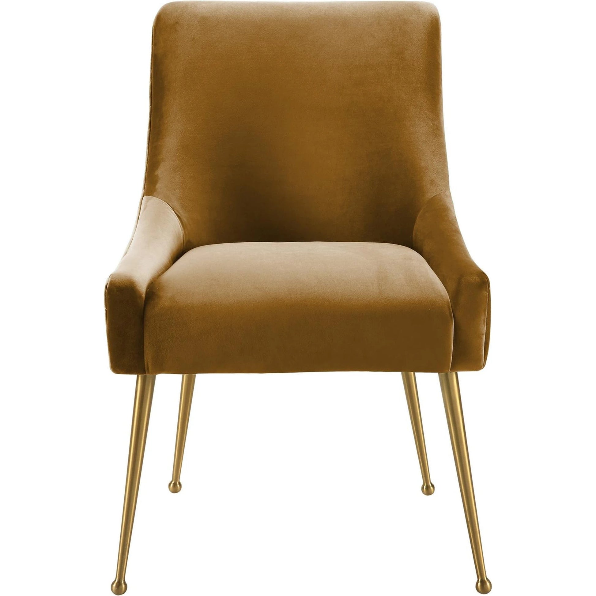 Beatrix Velvet Side Chair by TOV Furniture in cognac. Made from velvet, wood in a modern style.