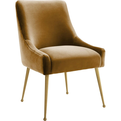 Beatrix Velvet Side Chair by TOV Furniture in cognac. Made from velvet, wood in a modern style.