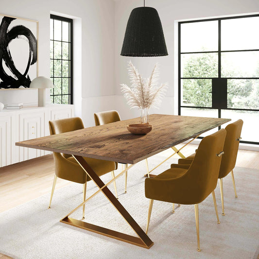 Beatrix Velvet Side Chair by TOV Furniture in cognac. Made from velvet, wood in a modern style.