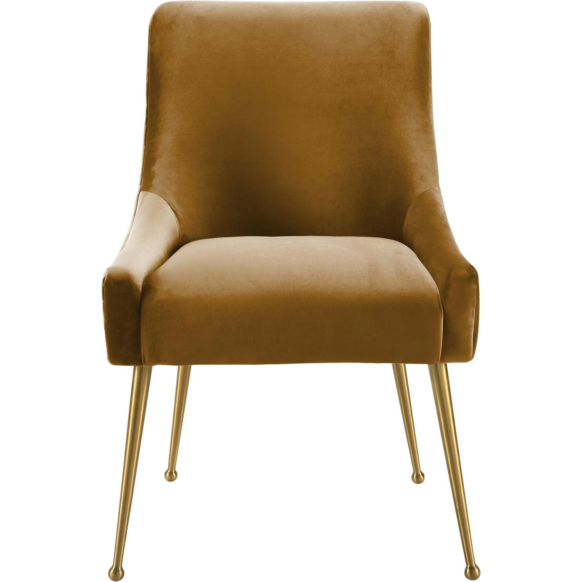 Beatrix Velvet Side Chair by TOV Furniture in cognac. Made from velvet, wood in a modern style.