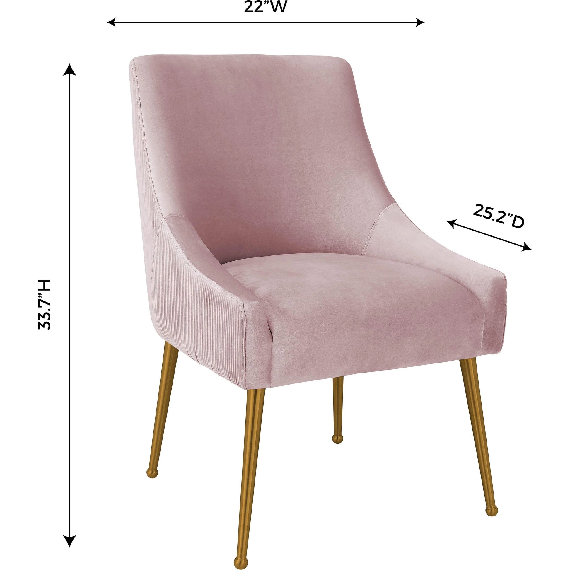 Beatrix Pleated Velvet Side Chair by TOV Furniture in mauve. Made from velvet in a modern style.