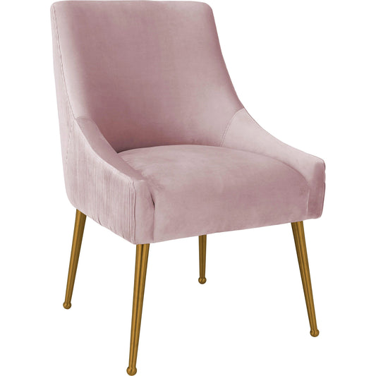 Beatrix Pleated Velvet Side Chair by TOV Furniture in mauve. Made from velvet in a modern style.
