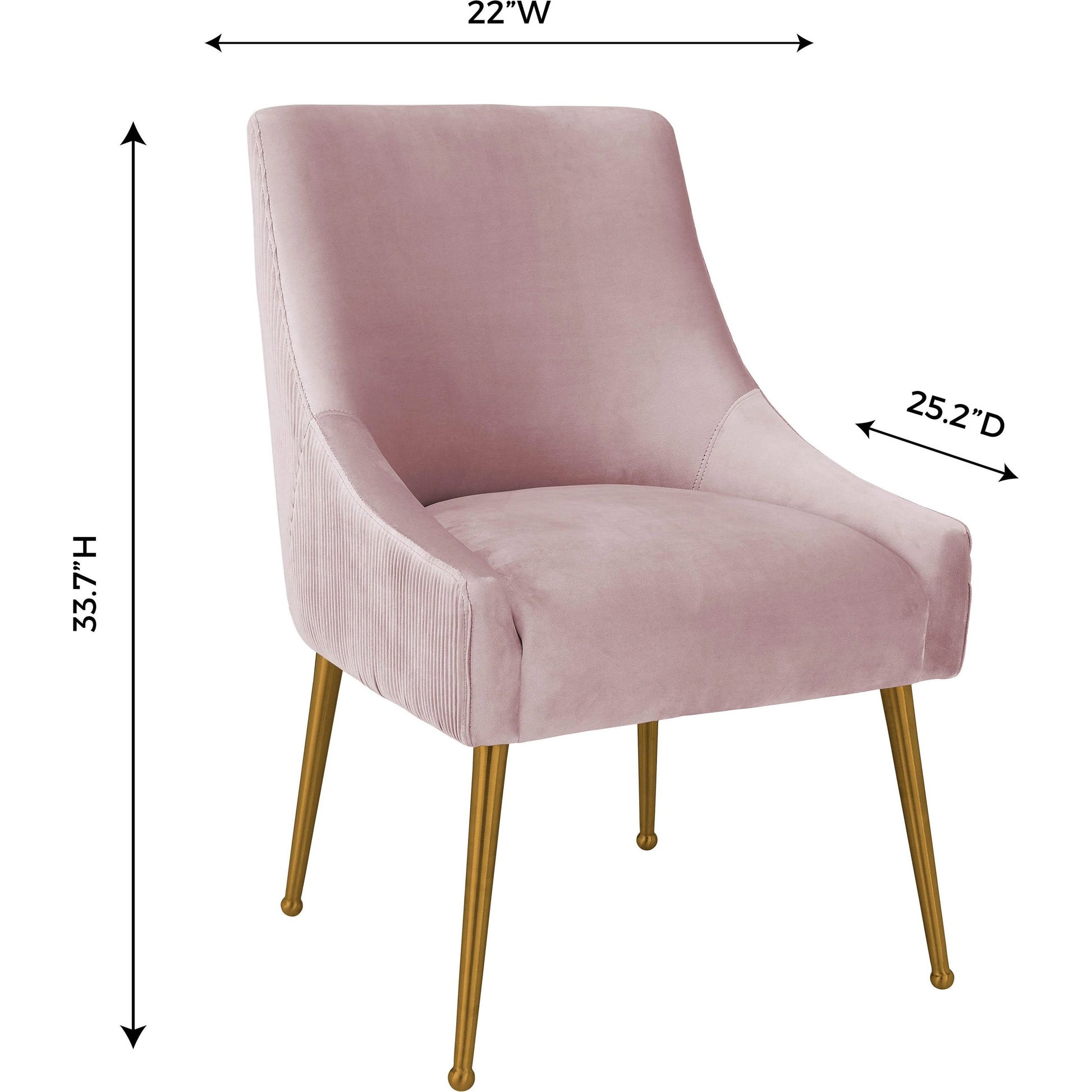 Beatrix Pleated Velvet Side Chair by TOV Furniture in mauve. Made from velvet in a modern style.