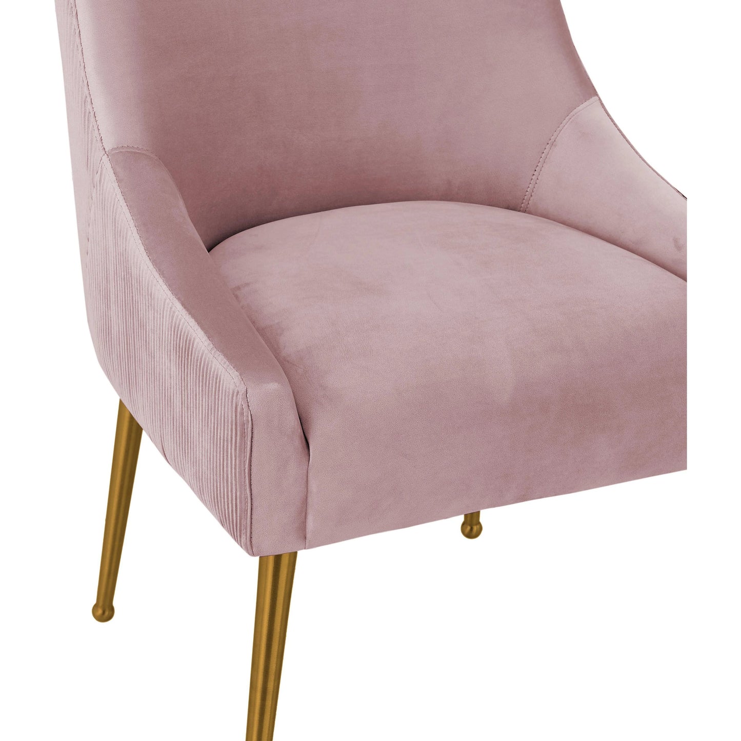 006 SI-1984145 | Closeup | Beatrix Pleated Velvet Side Chair by TOV Furniture in mauve. Made from velvet in a modern style.