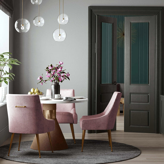 Beatrix Pleated Velvet Side Chair by TOV Furniture in mauve. Made from velvet in a modern style.