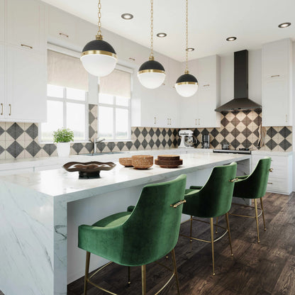 Beatrix Velvet Bar Stool by TOV Furniture. Made from velvet in a modern style.