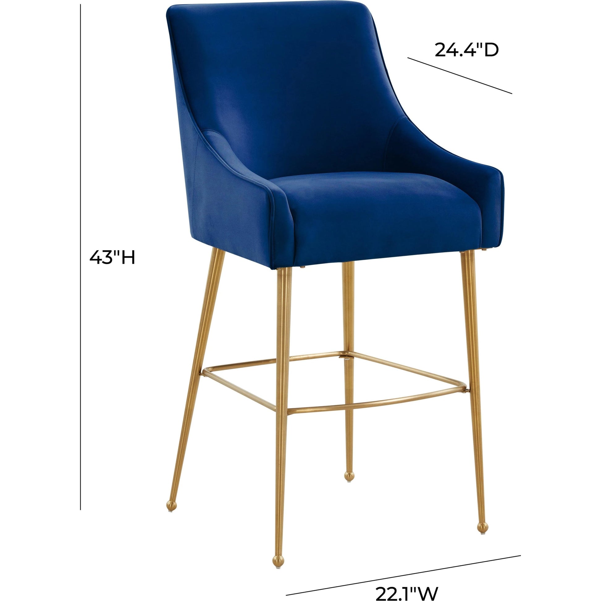 Beatrix Velvet Bar Stool by TOV Furniture. Made from velvet in a modern style.