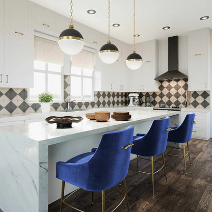 Beatrix Velvet Bar Stool by TOV Furniture. Made from velvet in a modern style.