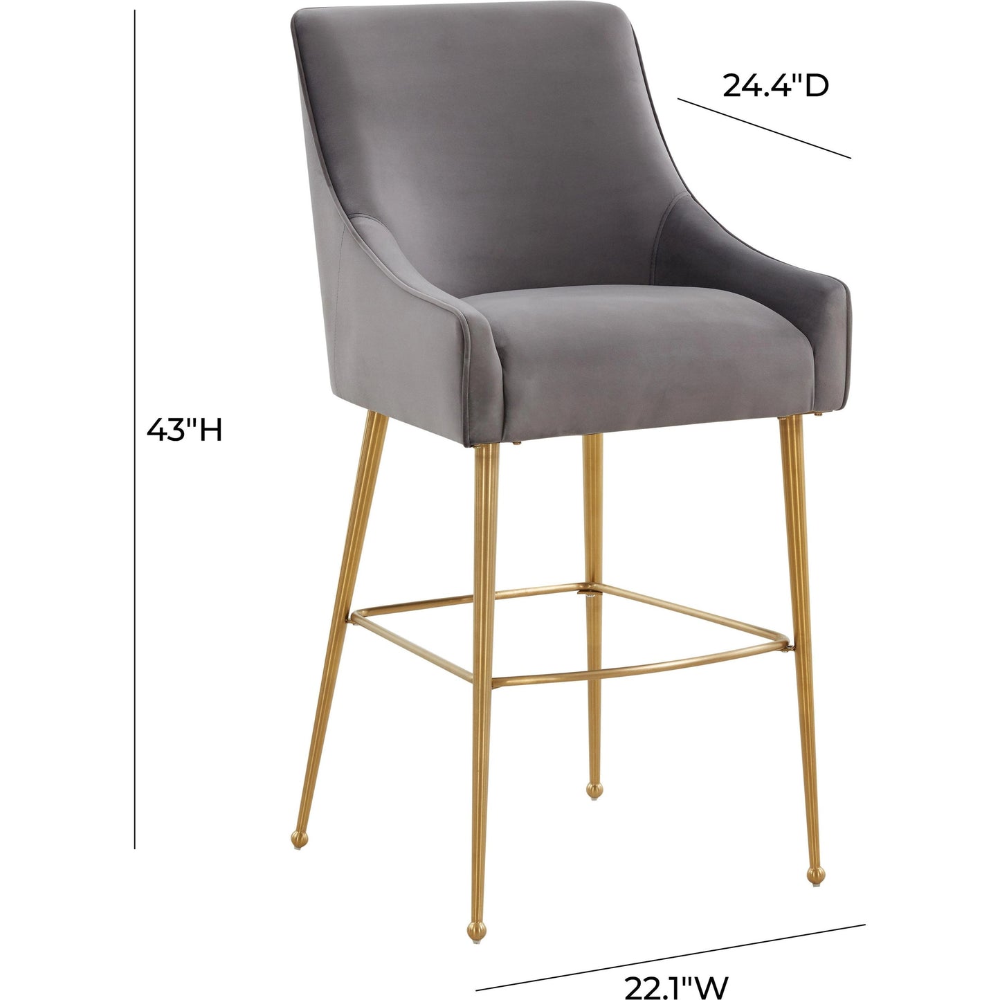 008 SI-1984162 | Additional Silo | Beatrix Velvet Bar Stool by TOV Furniture. Made from velvet in a modern style.