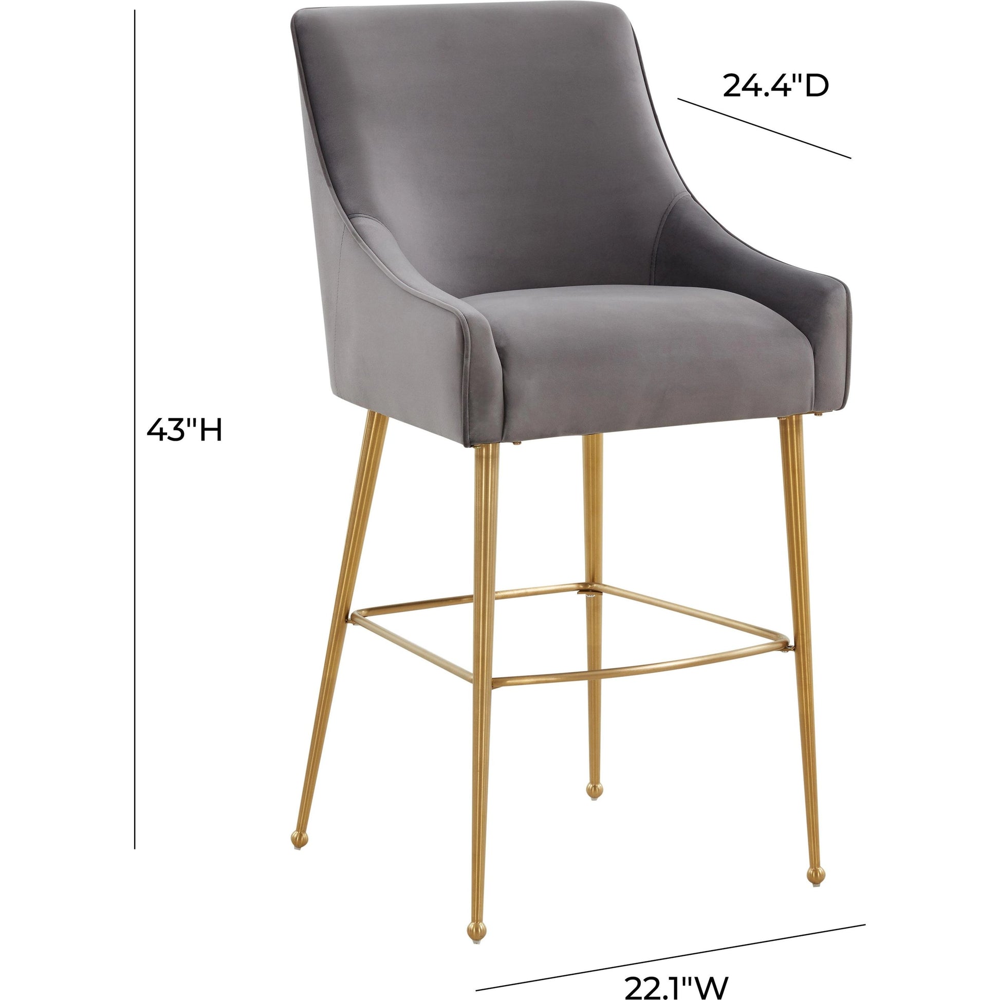 Beatrix Velvet Bar Stool by TOV Furniture. Made from velvet in a modern style.
