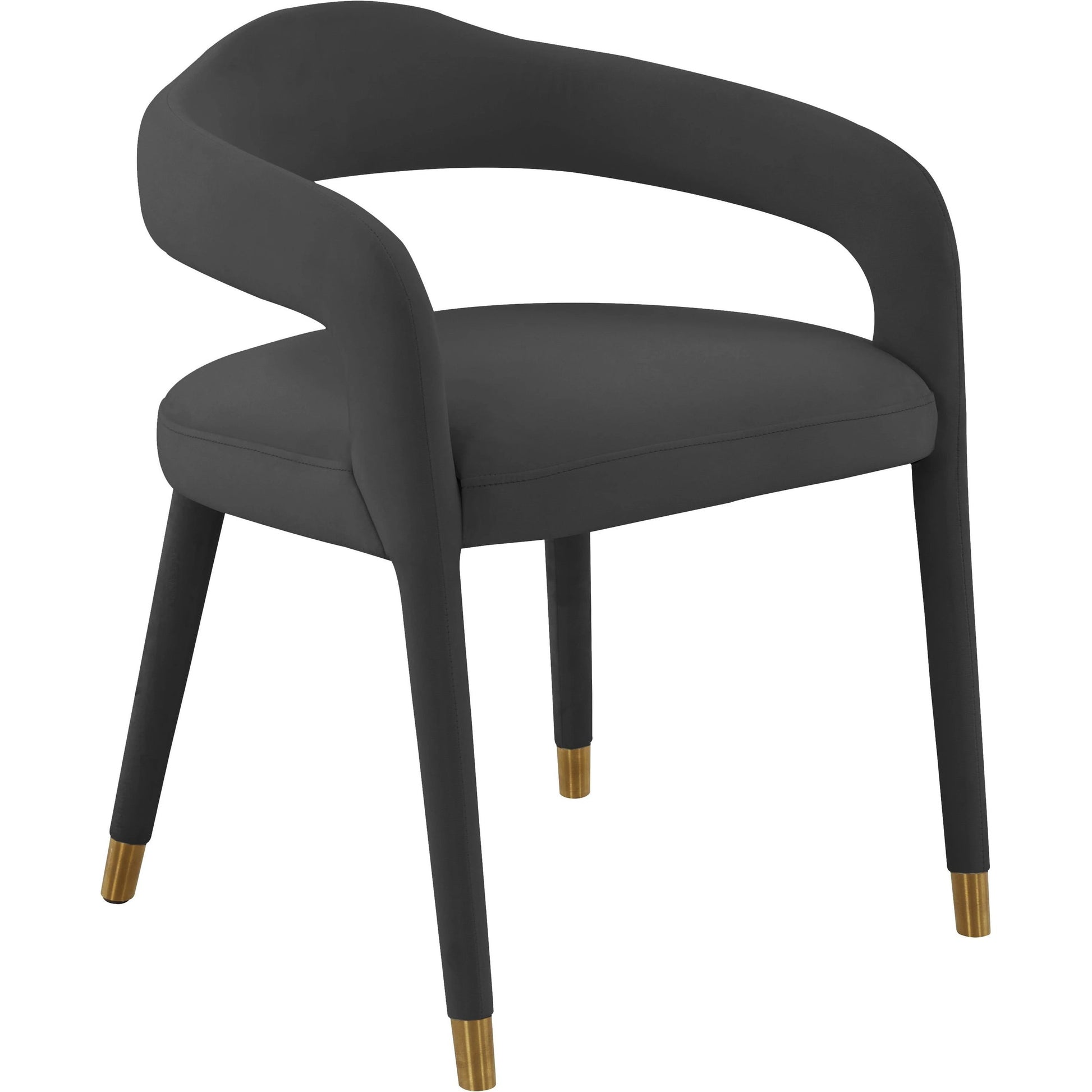 Lucia Velvet Dining Chair by TOV Furniture in black. Made from velvet, wood in a modern style.